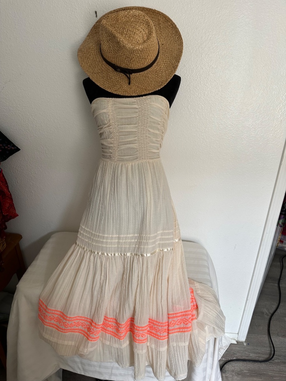 Free People Under Skies strapless Gauze Embroidered Dress - Picture 2 of 8
